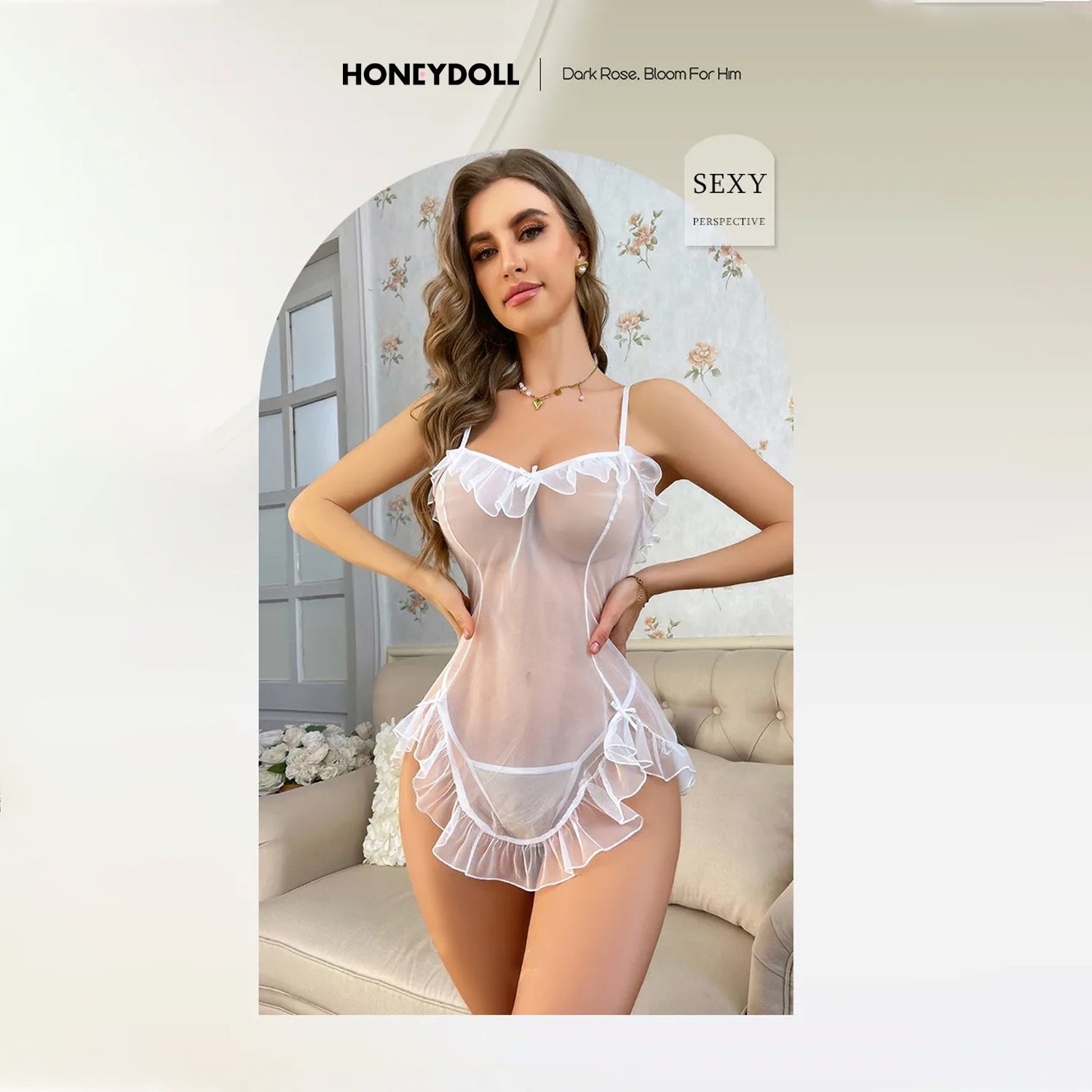 Hot sexy lingerie for women, mesh pajamas with buckle, lace decoration, passionate clothing for women