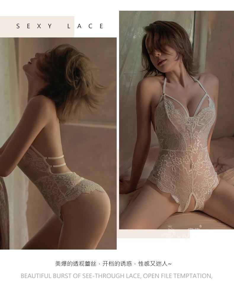 Dream Love Women Lace Teddy Lingerie One Piece Sexy Strappy Bodysuit Naughty Babydoll White