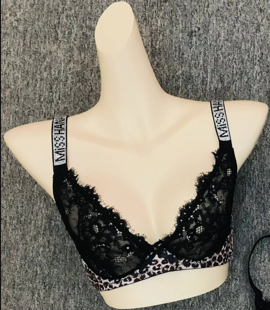 Women Lace Bra with Leopard Print