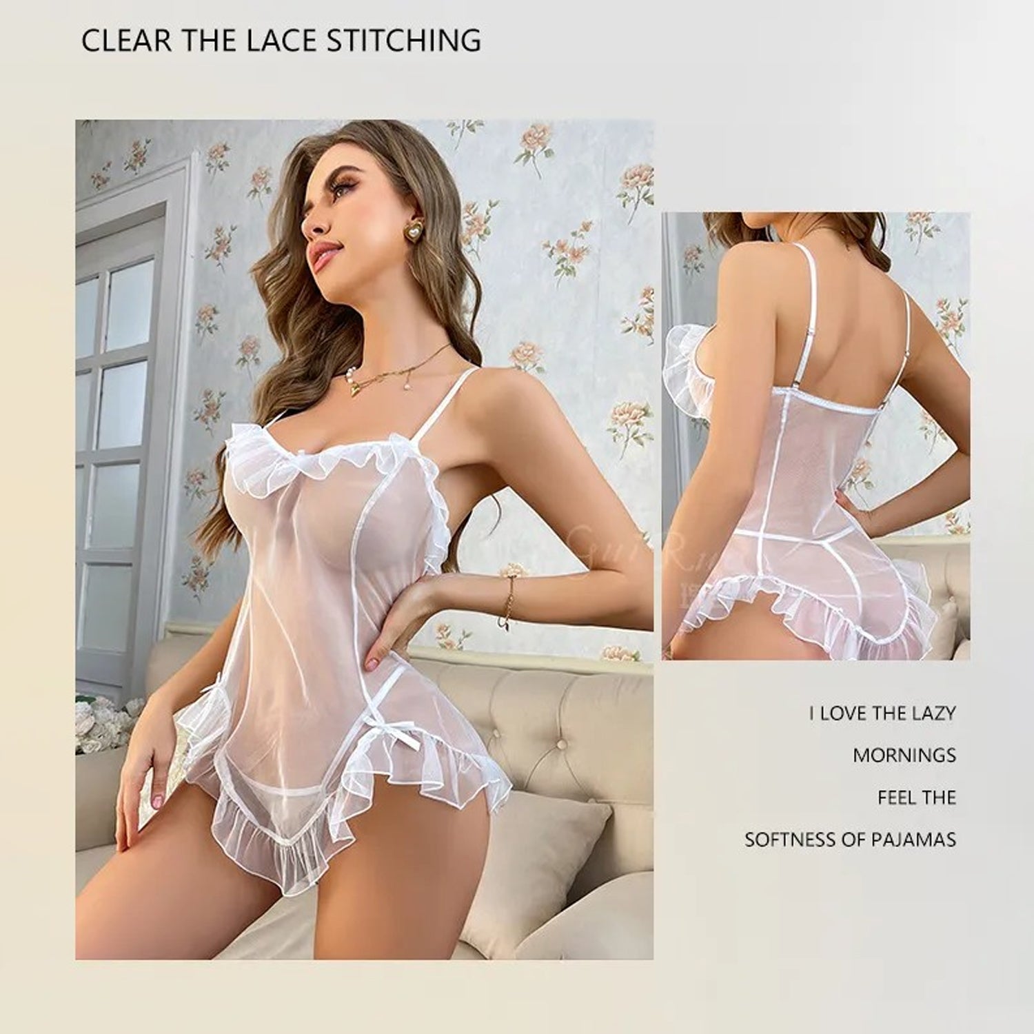 Hot sexy lingerie for women, mesh pajamas with buckle, lace decoration, passionate clothing for women