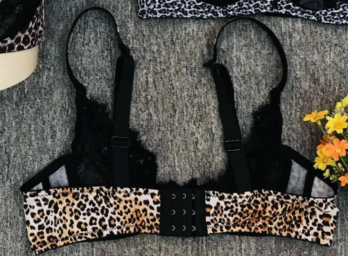 Women Lace Bra with Leopard Print