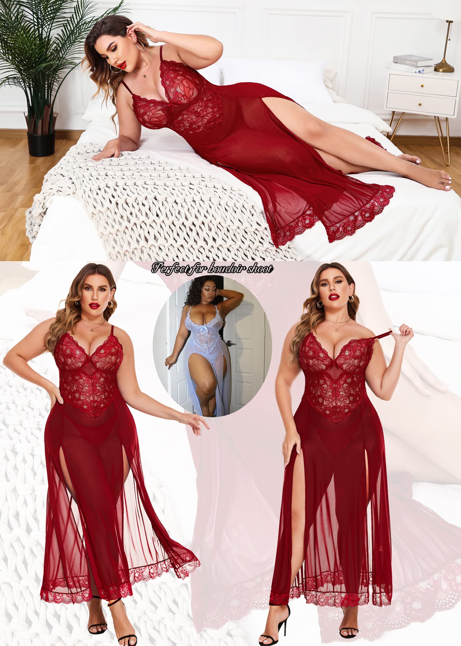 The ‘Scarlet’ Red Lace Bodice Floor-Length Lingerie Gown