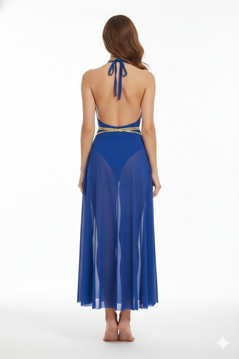 Royal Blue Embellished Maxi Dress