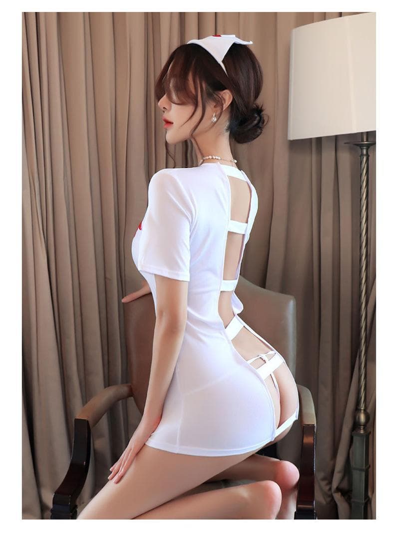 Women Nurse Costume Set – Roleplay Medical Uniform Dress with Cap & Accessories for Party, Halloween & Fancy Dress