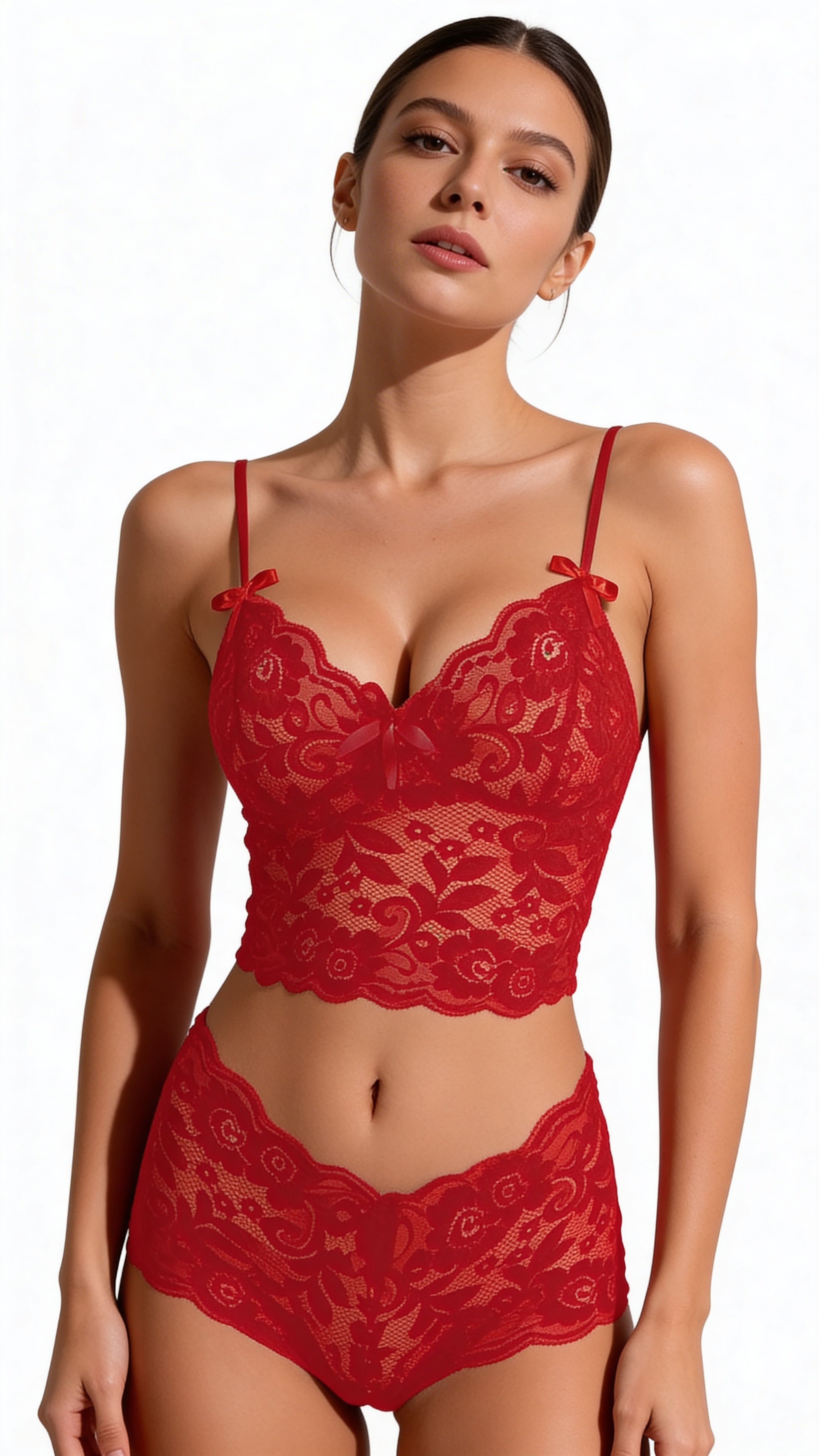 Stylish Red Lace Bralette for Women – Soft Padded Comfortable Innerwear