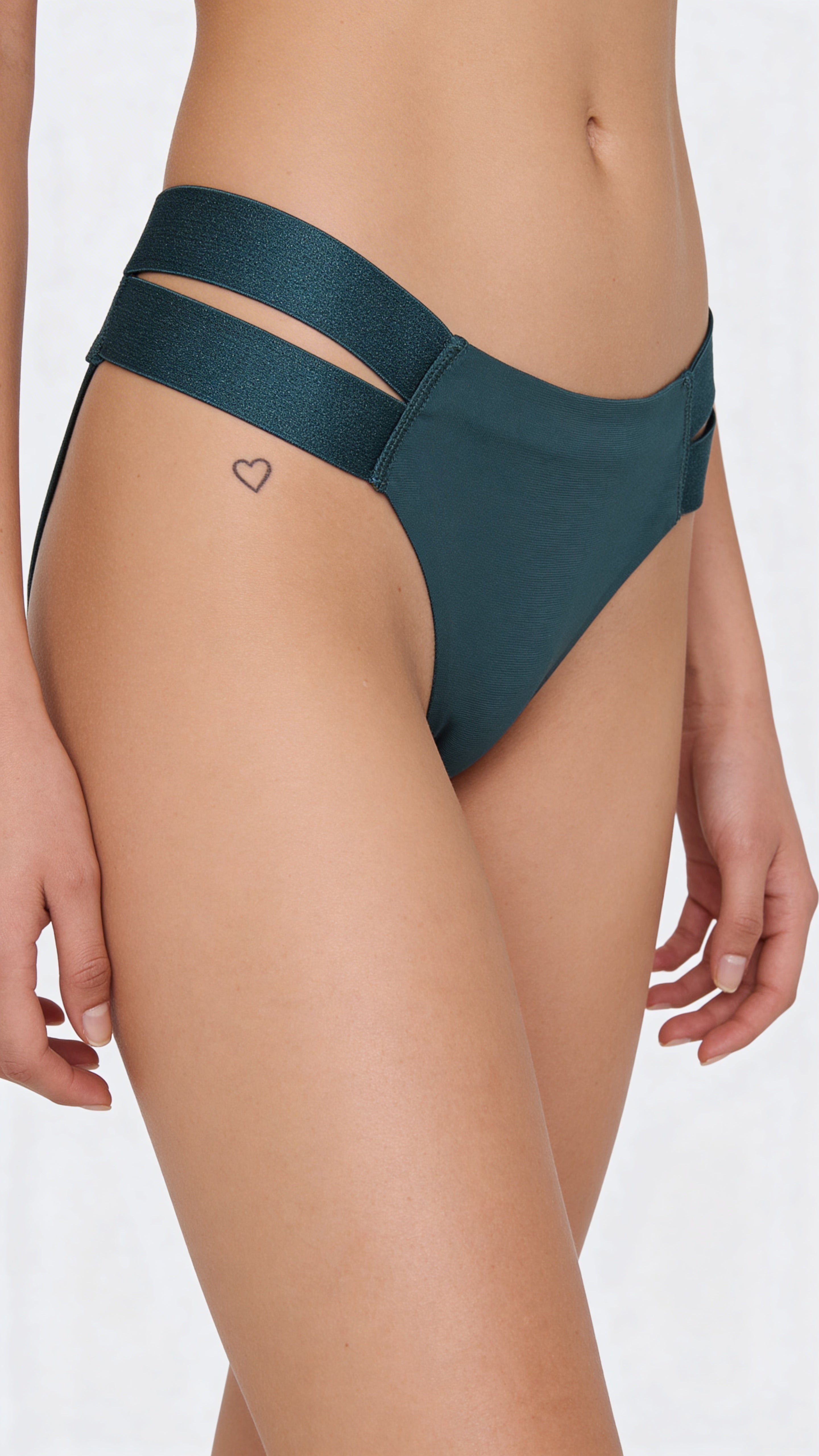Dark Green Double Strap Bikini Panty for Women – Stylish Low-Rise Strappy Brief | Soft Stretch Everyday Lingerie