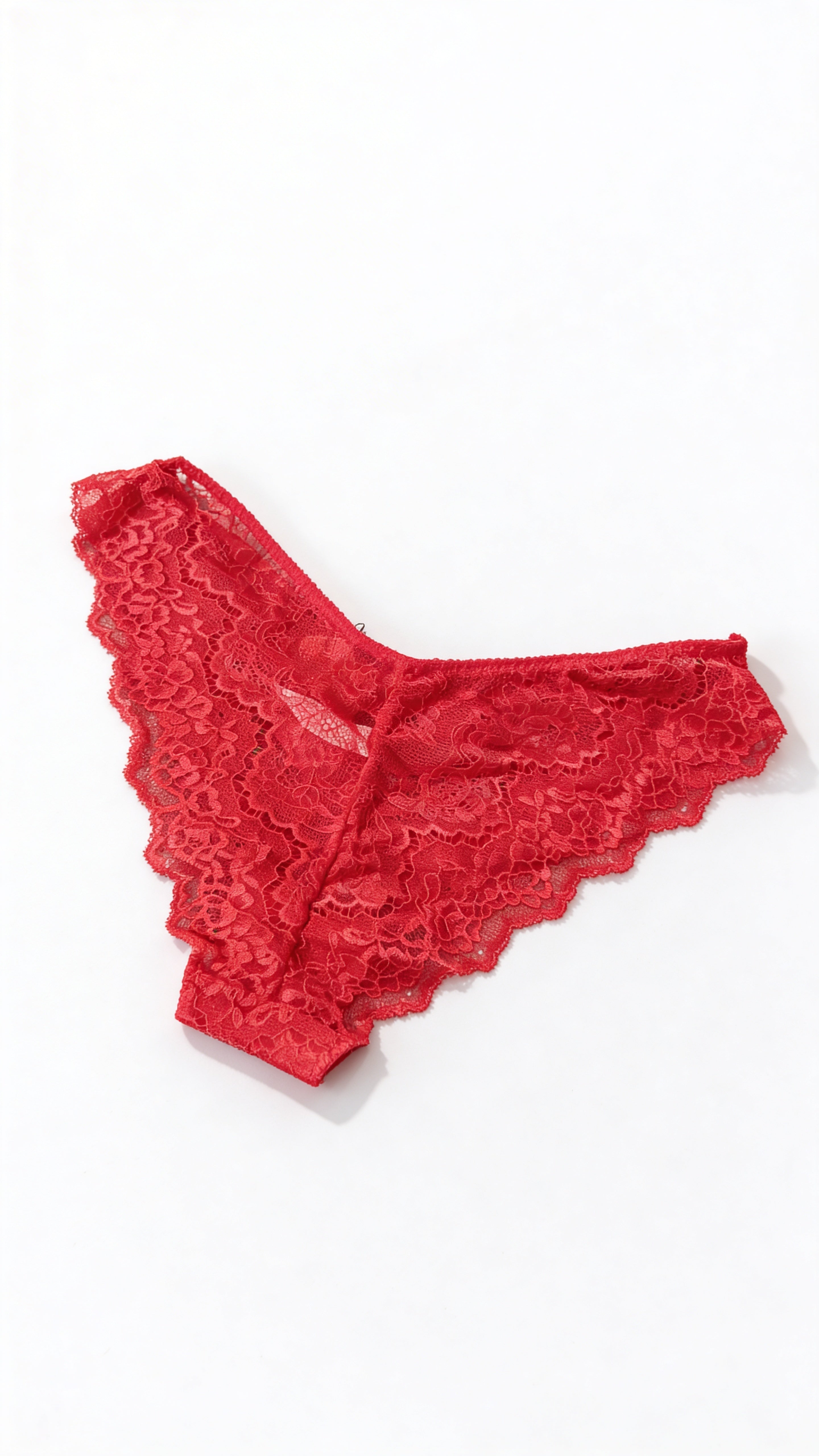 red Lace Bikini Panty for Women – Elegant Sheer Lace Brief with Bow & Crystal Detailing | Soft Comfortable Lingerie