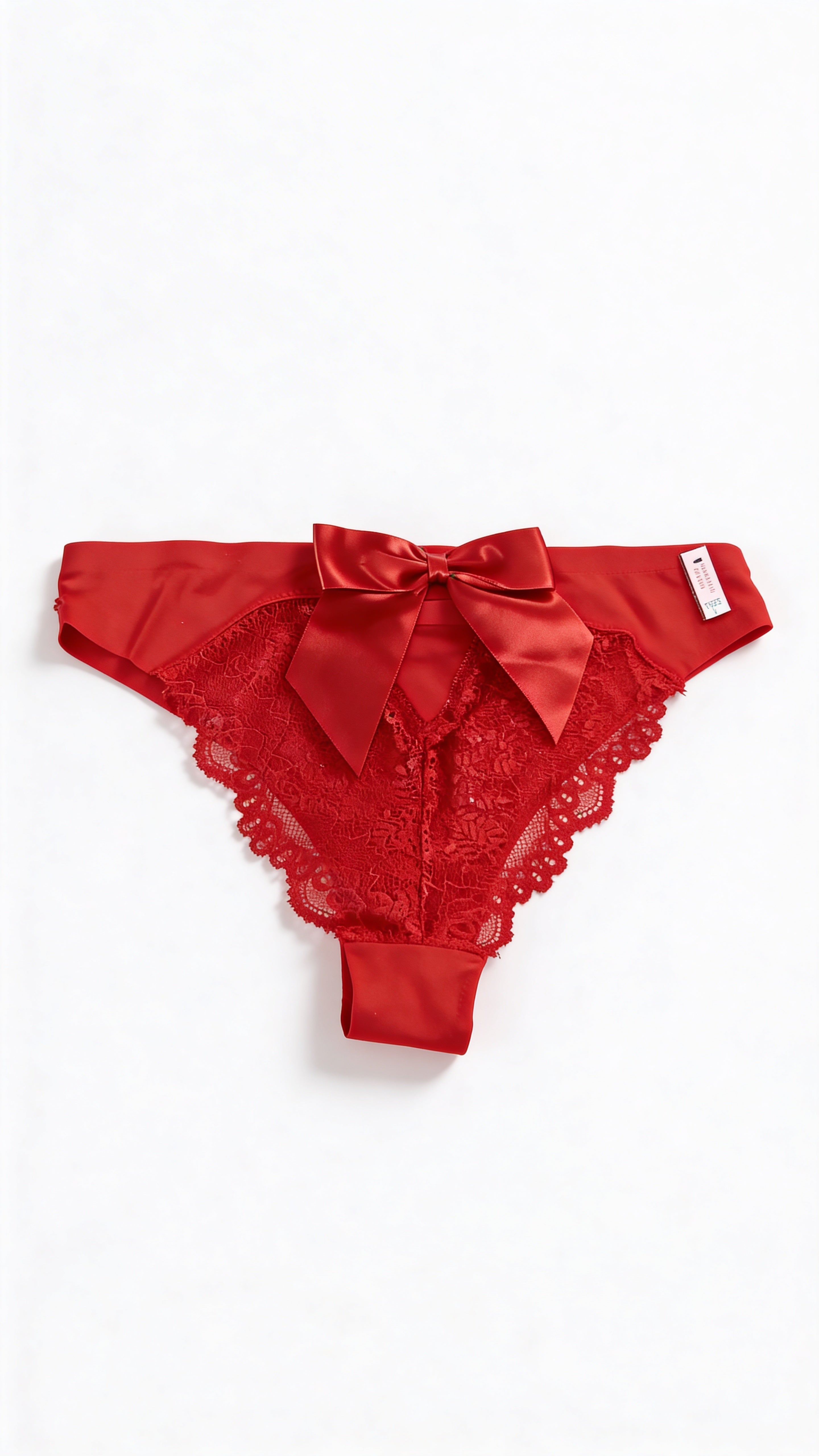 Red Satin Lace Bikini Panty for Women – Elegant Wide Waistband Brief with Bow | Premium Soft Lingerie