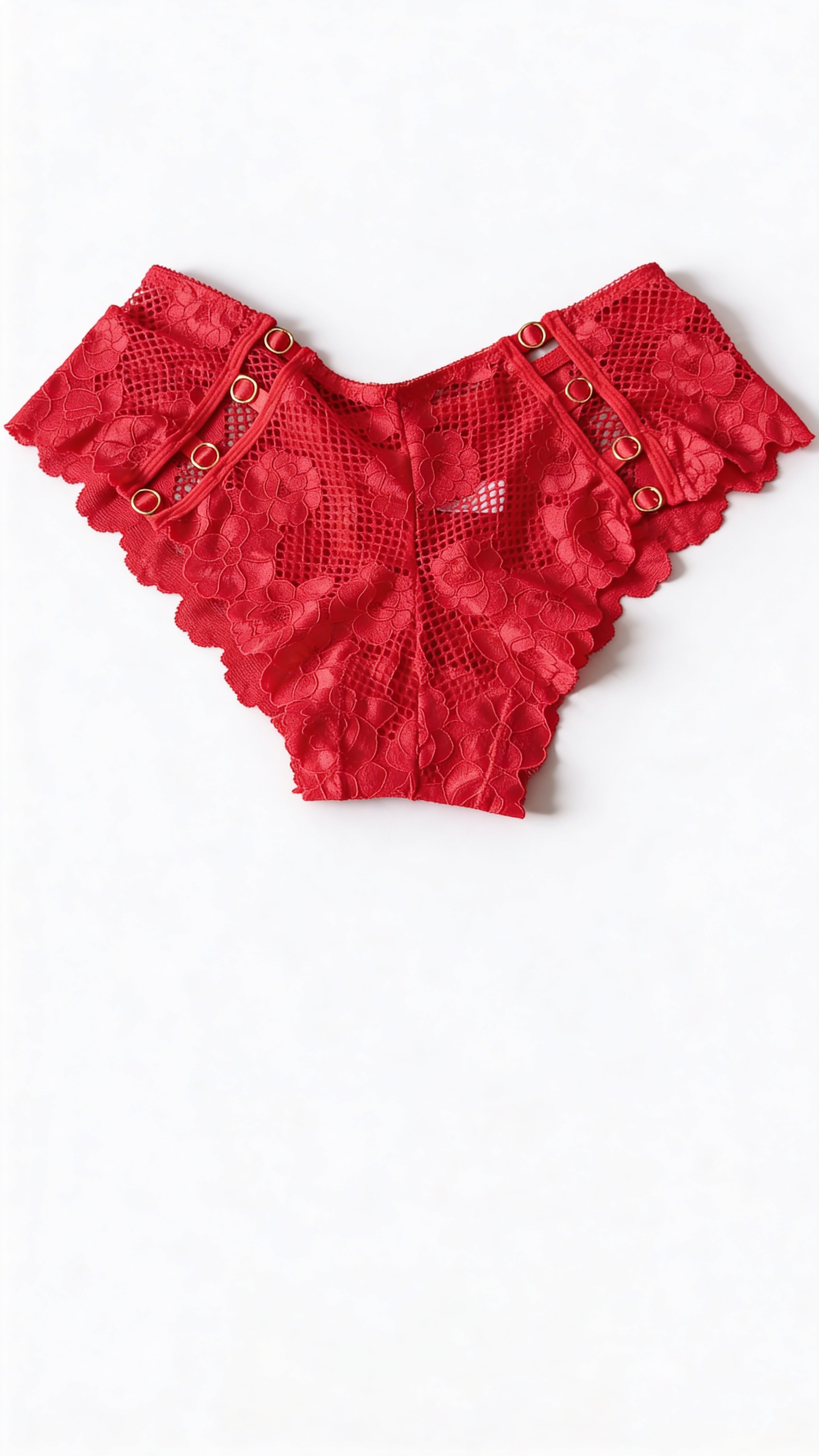 Red Lace Bikini Panty for Women – Stylish Sheer Lace Brief with Metal Ring Detail | Premium Comfortable Lingerie
