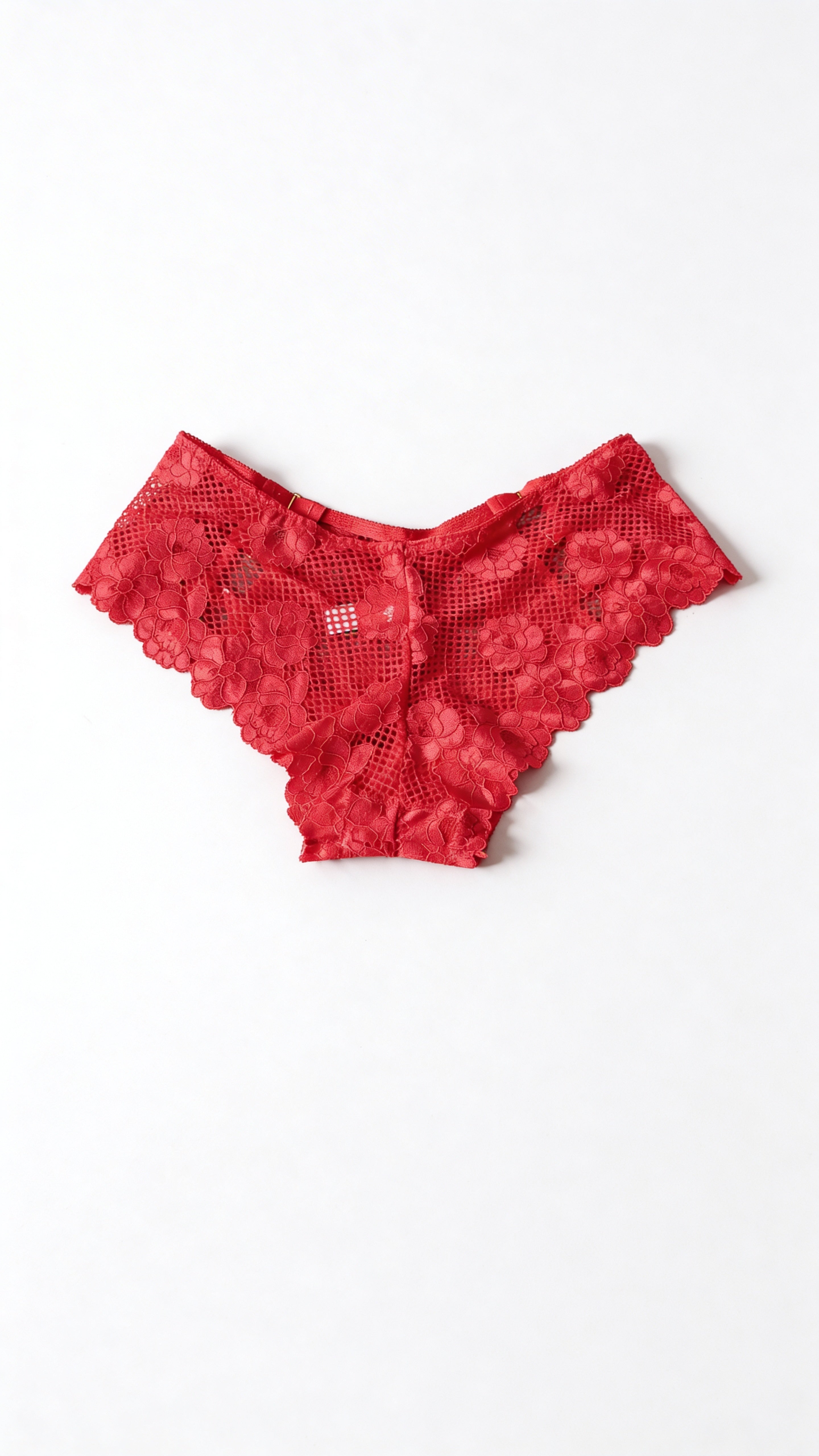 Red Lace Bikini Panty for Women – Stylish Sheer Lace Brief with Metal Ring Detail | Premium Comfortable Lingerie