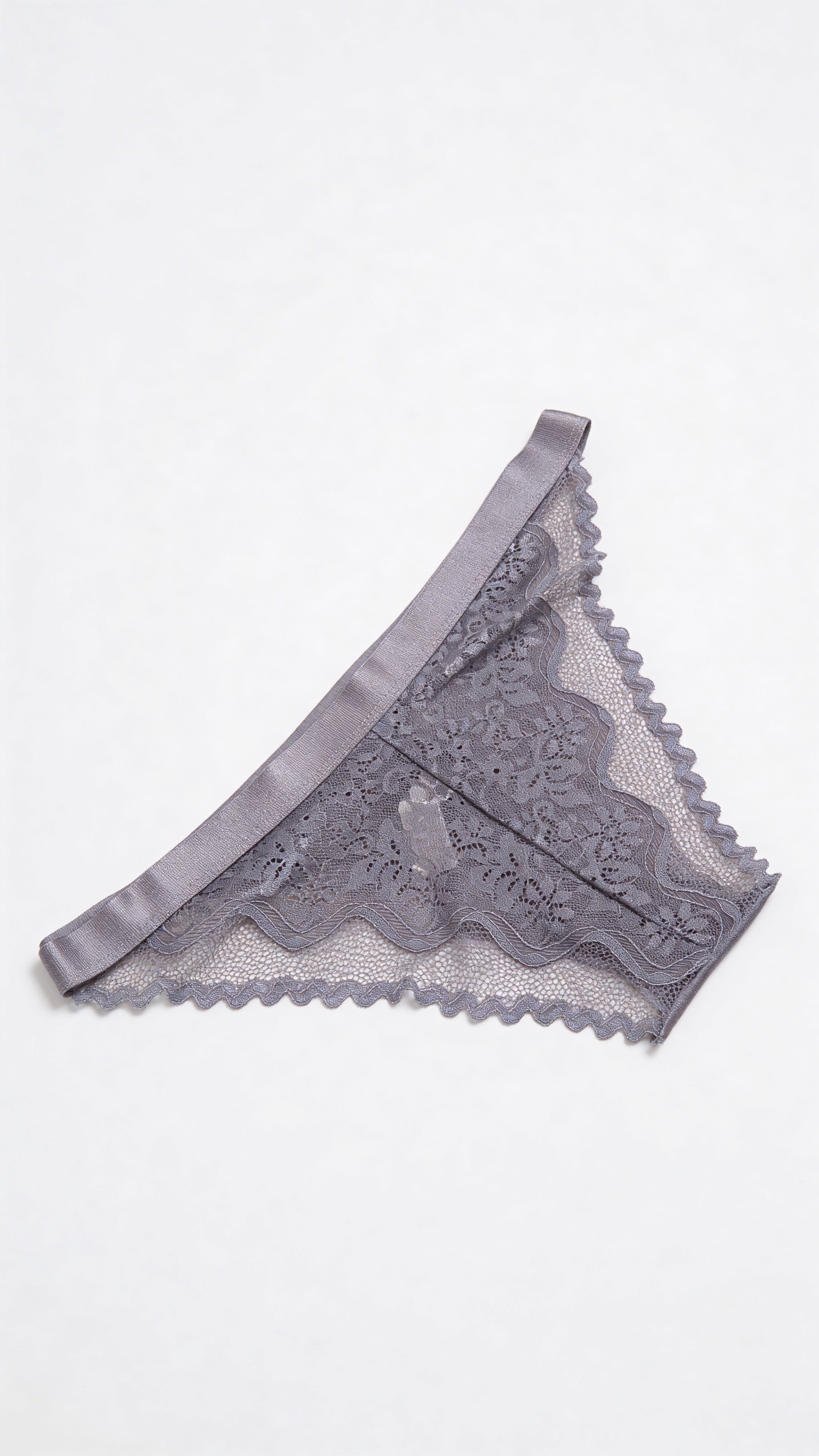 Grey Satin Lace Panty for Women – Elegant Soft Bikini Brief with Sheer Lace Sides | Comfortable Lingerie