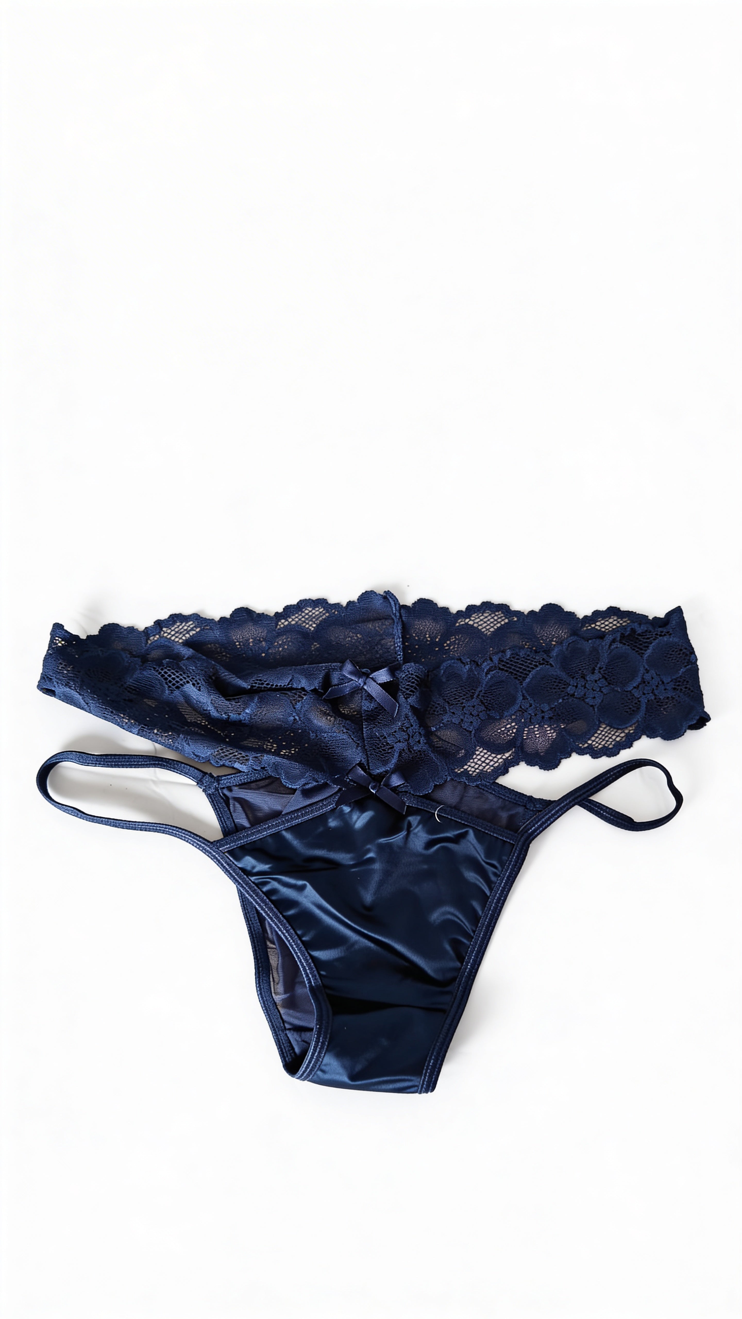 Black Satin Lace Thong Panty for Women – Elegant Low Rise Strappy Bikini Brief | Soft Comfortable Designer Lingerie